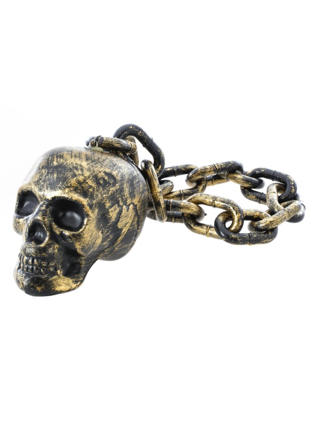 CHAINE AVEC TETE DE MORT OR 55CM