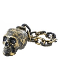 CHAINE AVEC TETE DE MORT OR 55CM