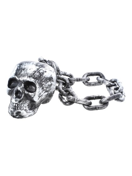 PLASTIC CHAIN WITH SILVER SKULL 55CM