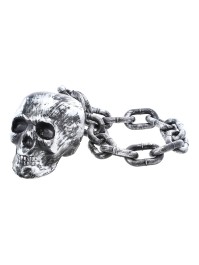 PLASTIC CHAIN WITH SILVER SKULL 55CM