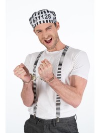 KIT PRISONER 3 PIECES: HAT SUSPENDERS HANDCUFFS ONE SIZE