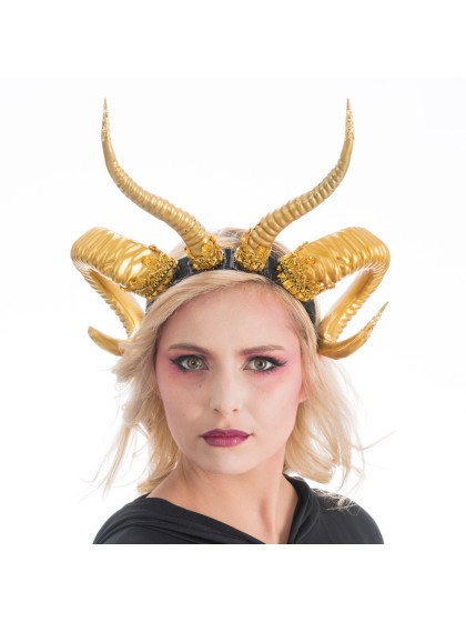 GOLD EVIL DOUBLE HORNS HEADBAND 