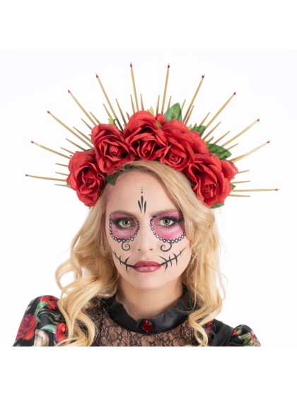 DAY OF THE DEAD FLOWERS CROWN HEADBAND 
