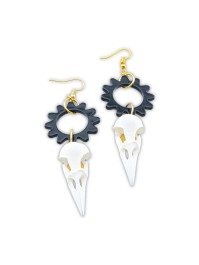 BOUCLES D’OREILLES TETE DE CORBEAU SQUELETTE 