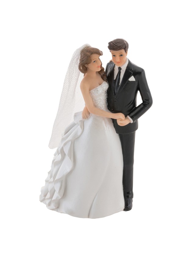 RESIN MARRIED COUPLE HOLDING THEIR HANDS 9CM X 5.3CM X 14.2CM