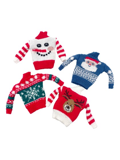 CHRISTMAS SWEATER FOR ELF BEHAVIN BADLY 4 ASS 11CM X 11CM X 11CM