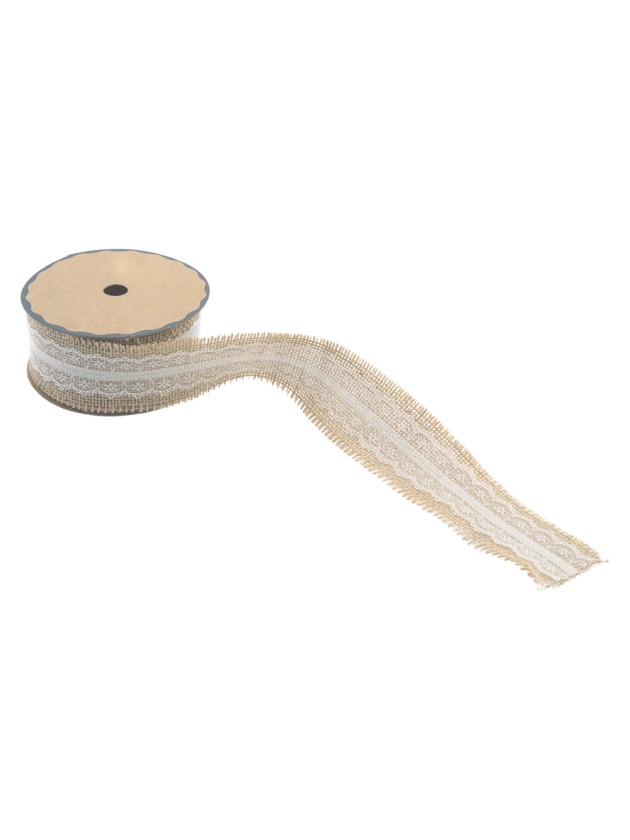 JUTE RIBBON W/ LACE 5CM X 5M