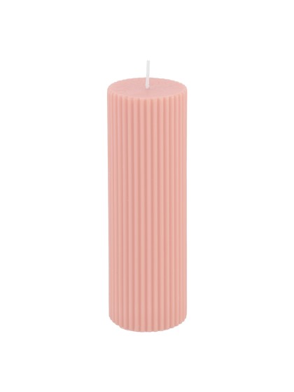 BOUGIE PILIER CANNELEE ROSE WATER DIA 5CM X 15CM