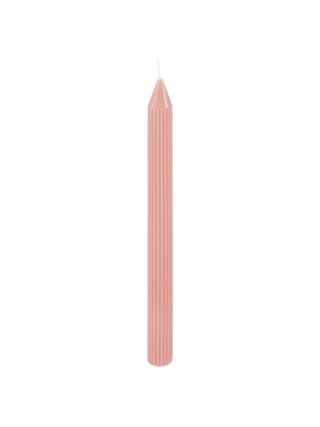 SET 2 WATER PINK FLUTED DINNER CANDLES DIA 2.2CM X 25CM