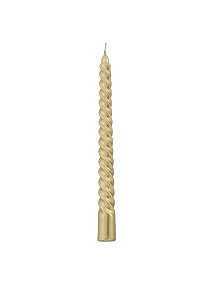 SET 4 FACKELKERZEN GEDREHT GOLD 6H DIA 2.2CM X 25CM