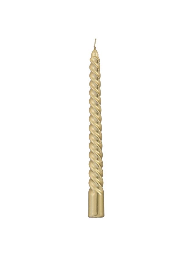 SET 4 BOUGIES FLAMBEAU TORSADE OR 6H DIA 2.2CM X 25CM