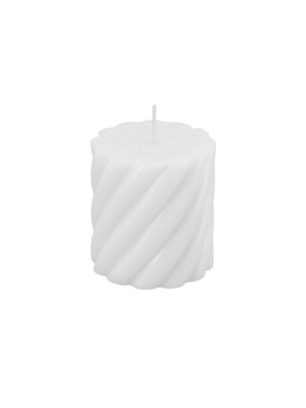 BOUGIE PILIER TORSADE BLANC DIA 7CM X 7.5CM