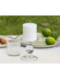 BOUGIE PILIER TORSADE BLANC DIA 7CM X 7.5CM