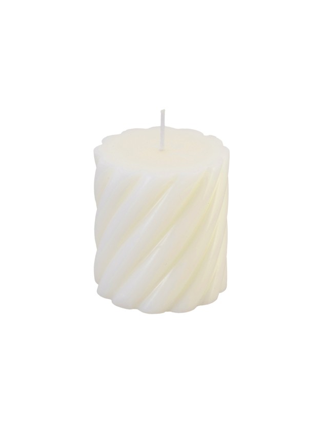 BOUGIE PILIER TORSADE IVOIRE DIA 7CM X 7.5CM