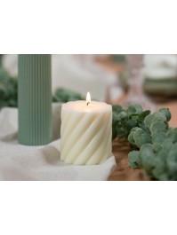 BOUGIE PILIER TORSADE IVOIRE DIA 7CM X 7.5CM