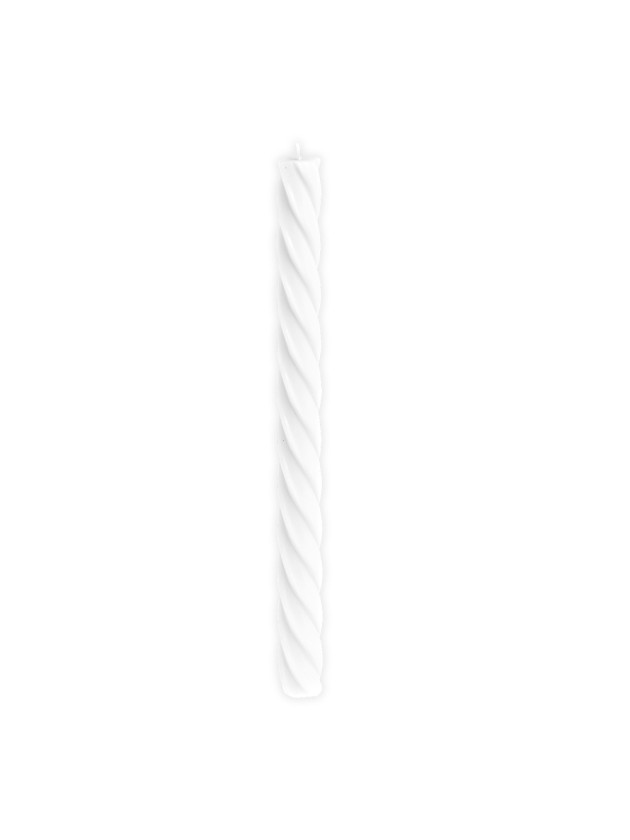 SET 2 BOUGIES FLAMBEAU TORSADE BLANC DIA 2.2CM X 26CM