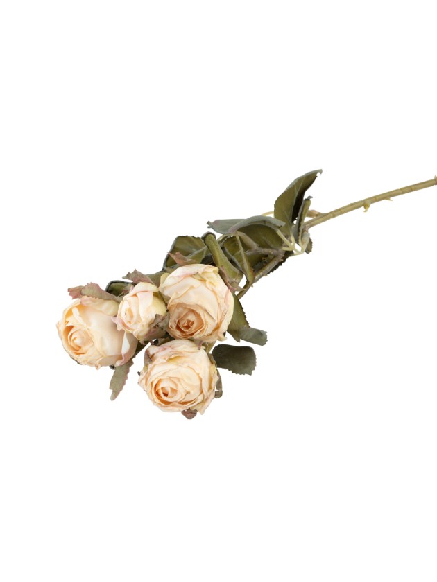 STEM 5 IVORY ROSES REALISTIC EFFECT 43CM