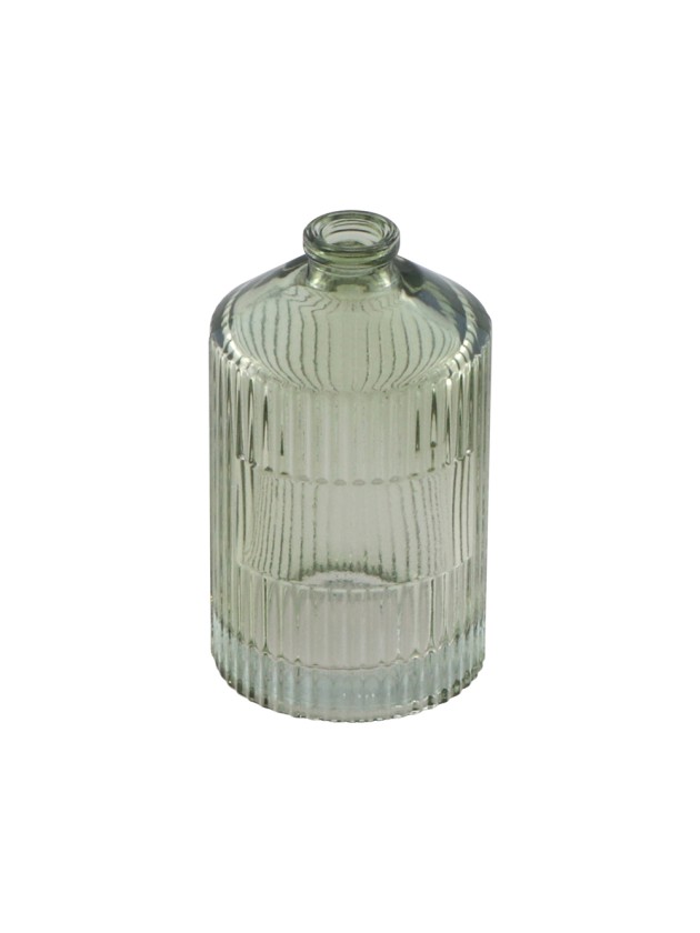 MINI VASE GLAS GERILLT GRÜN SALBEI DIA 4.3CM X 7.5CM