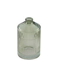 MINI VASE VERRE STRIE VERT SAUGE DIA 4.3CM X 7.5CM