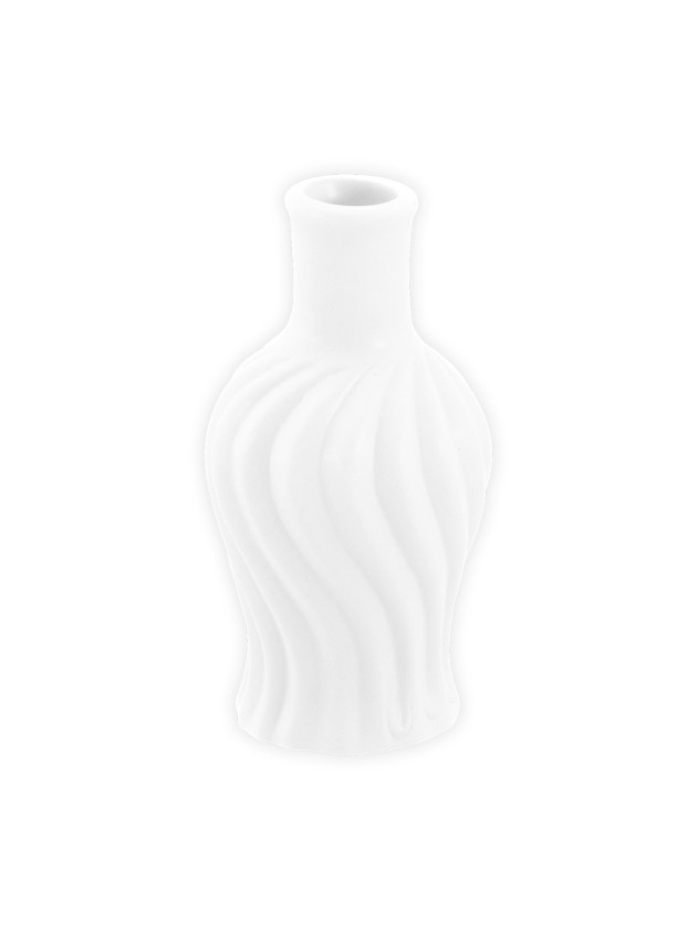 MINI VASE CERAMIQUE TORSADE BLANC DIA 4.5CM X 8.5CM