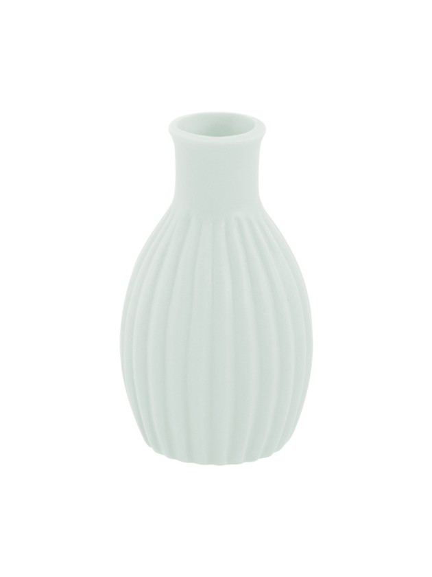 MINI SAGE GREEN STRIPED CERAMIC VASE DIA 4.5CM X 8.5CM