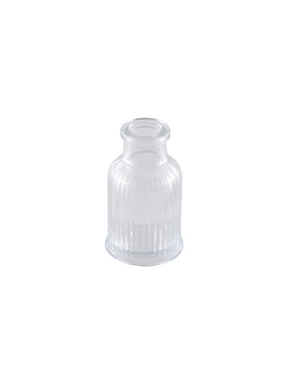 MINI VASE VERRE STRIE TRANSPARENT BALLADE DIA 4.3CM X 7.4CM