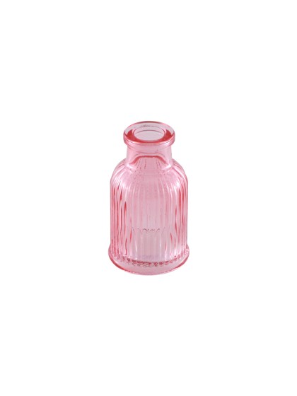 MINI VASE GLAS GERILLT ROSA BALLADE DIA 4.3CM X 7.4CM