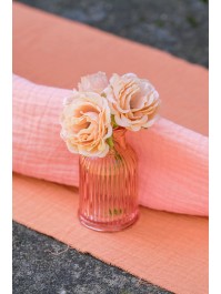 MINI VASE VERRE STRIE ROSE BALLADE DIA 4.3CM X 7.4CM