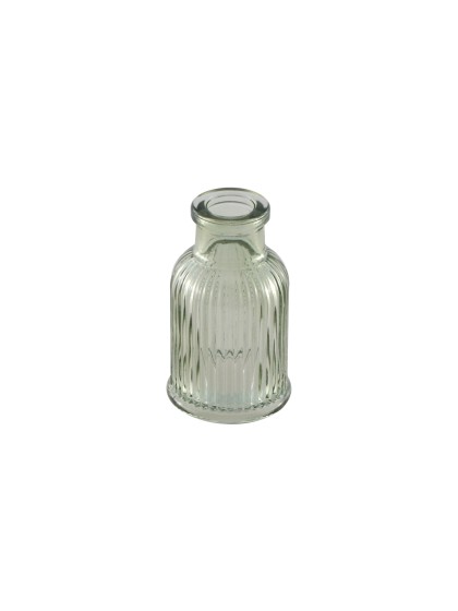 MINI VASE VERRE STRIE VERT SAUGE BALLADE DIA 4.3CM X 7.4CM
