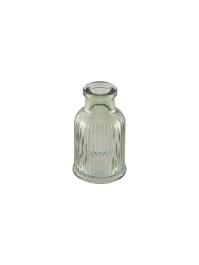 MINI VASE VERRE STRIE VERT SAUGE BALLADE DIA 4.3CM X 7.4CM