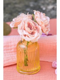MINI VASE VERRE STRIE JAUNE BALLADE DIA 4.3CM X 7.4CM