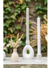 BOUGEOIR CHANDELIER CERAMIQUE ROND BLANC 8.7CM X 4.3CM X 14CM