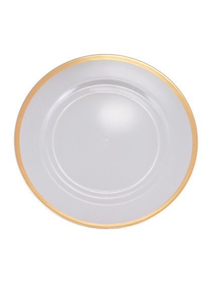 SOUS-ASSIETTE PS TRANSPARENTE BORDURE DOREE DIA 33CM
