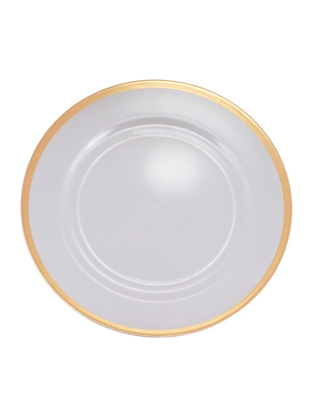 SOUS-ASSIETTE PS TRANSPARENTE BORDURE DOREE DIA 33CM