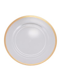 SOUS-ASSIETTE PS TRANSPARENTE BORDURE DOREE DIA 33CM