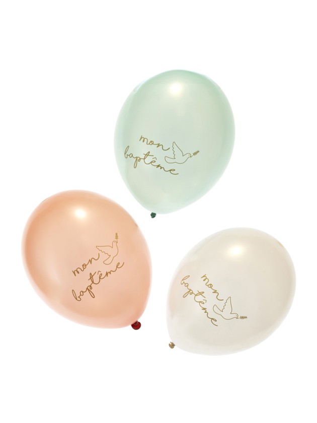 SET 6 BALLONS LATEX MON BAPTEME DIA 27CM