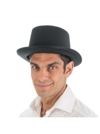 CHAPEAU HAUT DE FORME NOIR SATINE ADULTE TAILLE AJUSTABLE 12CM