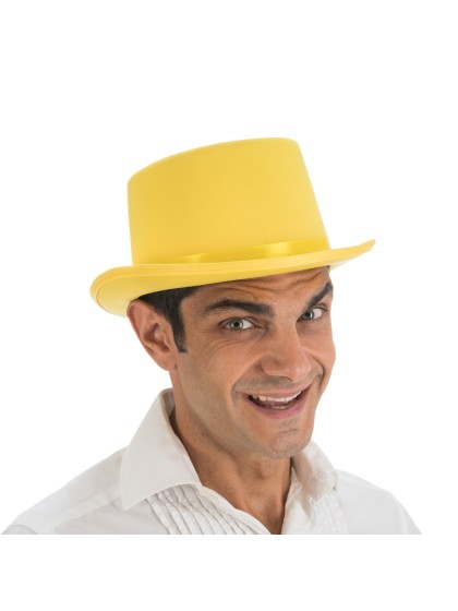 ZYLINDERHUT GELB CITRON SATINARTIG ERWACHSENE GRÖSSE VERSTELLBAR 12CM