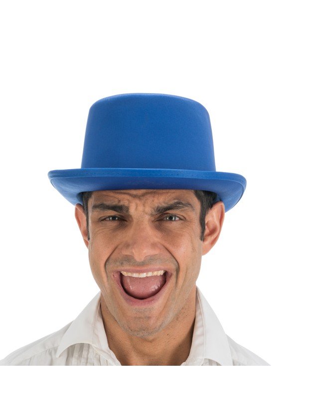 ZYLINDERHUT BLAU KÖNIG SATINARTIG ERWACHSENE GRÖSSE VERSTELLBAR 12CM