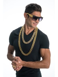 RAPPER KIT 4 PIECES: SUNGLASSES NECKLACES RING ONE SIZE
