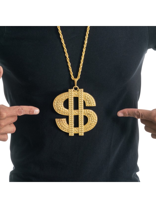 RAPPER BIG $ CHAIN NECKLACE 100cm - $ 11x10 cm