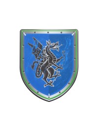 BOUCLIER CHEVALIER DRAGON BLEU EN MOUSSE 28.5CM X 35CM