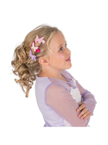 SET OF 3 BUTTERFLY HAIR CLIPS PINK - FUCHSIA - VIOLET 