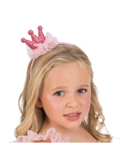 HEADBAND WITH PINK GLITTER CROWN 