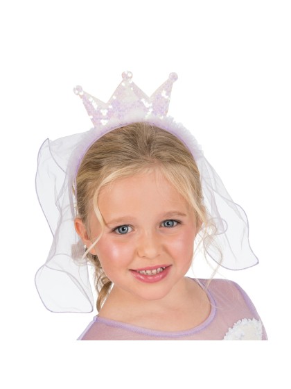 SERRE TETE COURONNE A SEQUINS ET VOILE MAUVE 