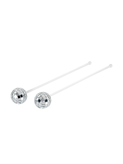 2 MELANGEURS A COCKTAIL BOULE A FACETTES 3CM X 3CM X 16.5CM HT