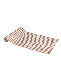 TABLE RUNNER NATURAL EFFECT METAL RED AND GREEN STRIPES 28CM X 3M