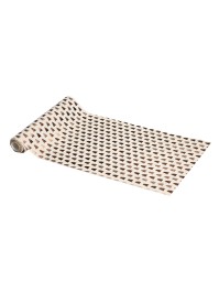 CHEMIN DE TABLE TISSU EFFET NATUREL SAPINS METAL DORES ET CUIVRES 28CM X 3M
