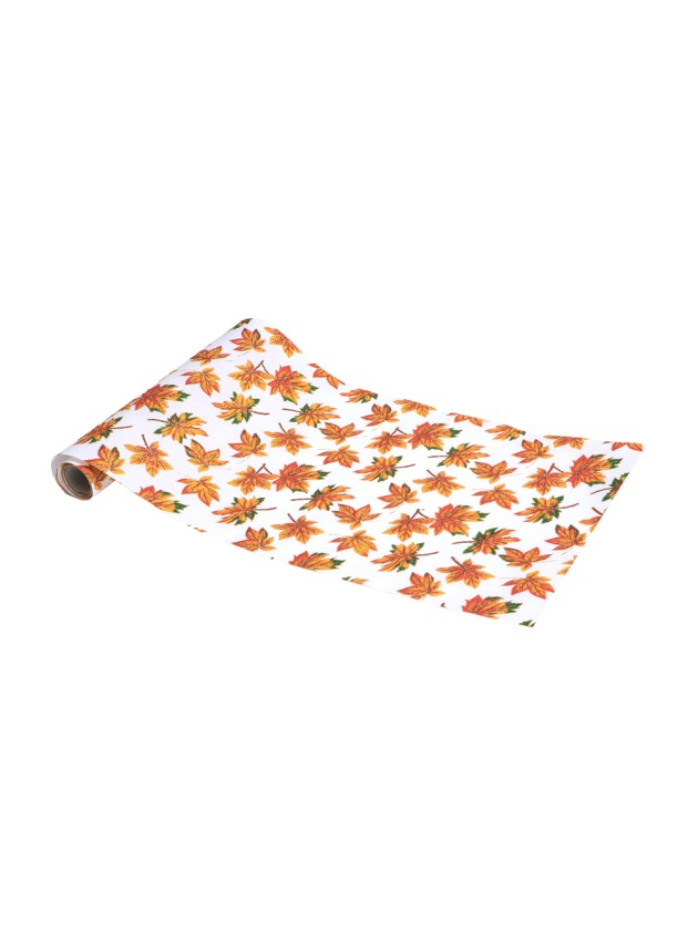 FABRIC AUTUMN GOLDEN AUTUMN LEAVES TABLE RUNNER 28CM X 3M