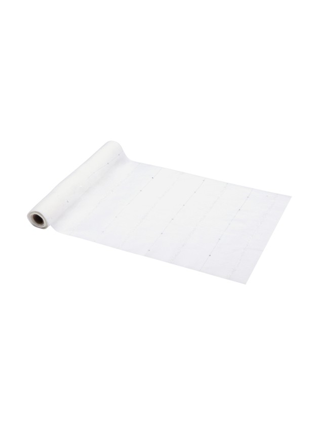 WHITE FABRIC TABLE RUNNER CRYSTALIN 28CM X 3M